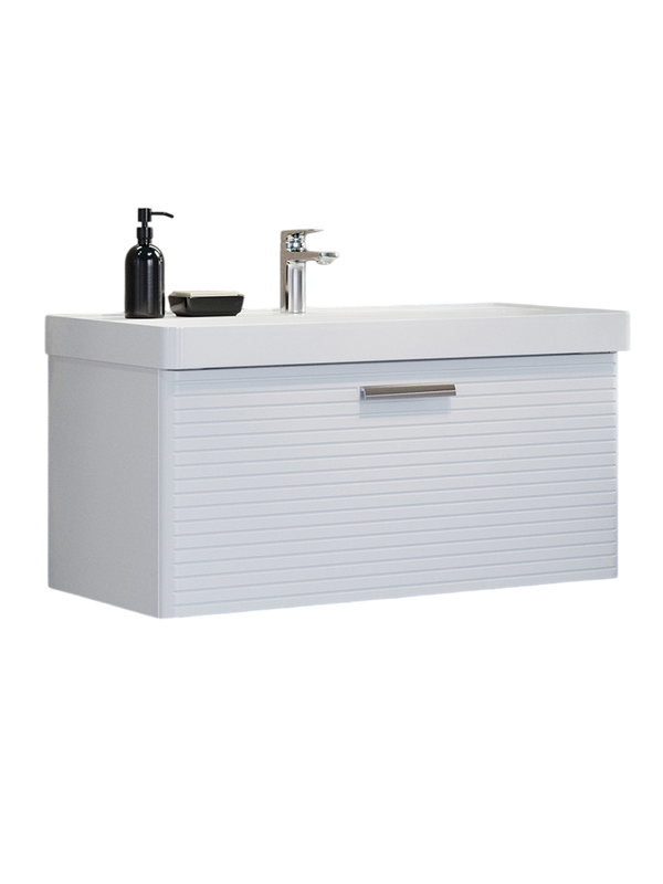 Тумба с раковиной Comforty Танжер 90П подвесная, матовая белая