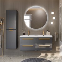 Мебель для ванной комнаты Cezares Eco 120 4 ящика, ручки сатиновое золото, grafito