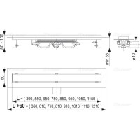 Душевой трап (лоток) AlcaPlast APZ106-850 Professional Low 850 мм, для цельной решетки