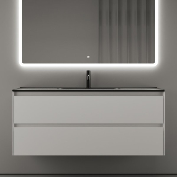 Тумба с раковиной Sancos Cento 120 см белый глянец, черная раковина