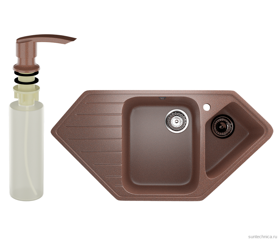 Мойка кухонная Ulgran U-409 307 терракот + дозатор U-02 терракот