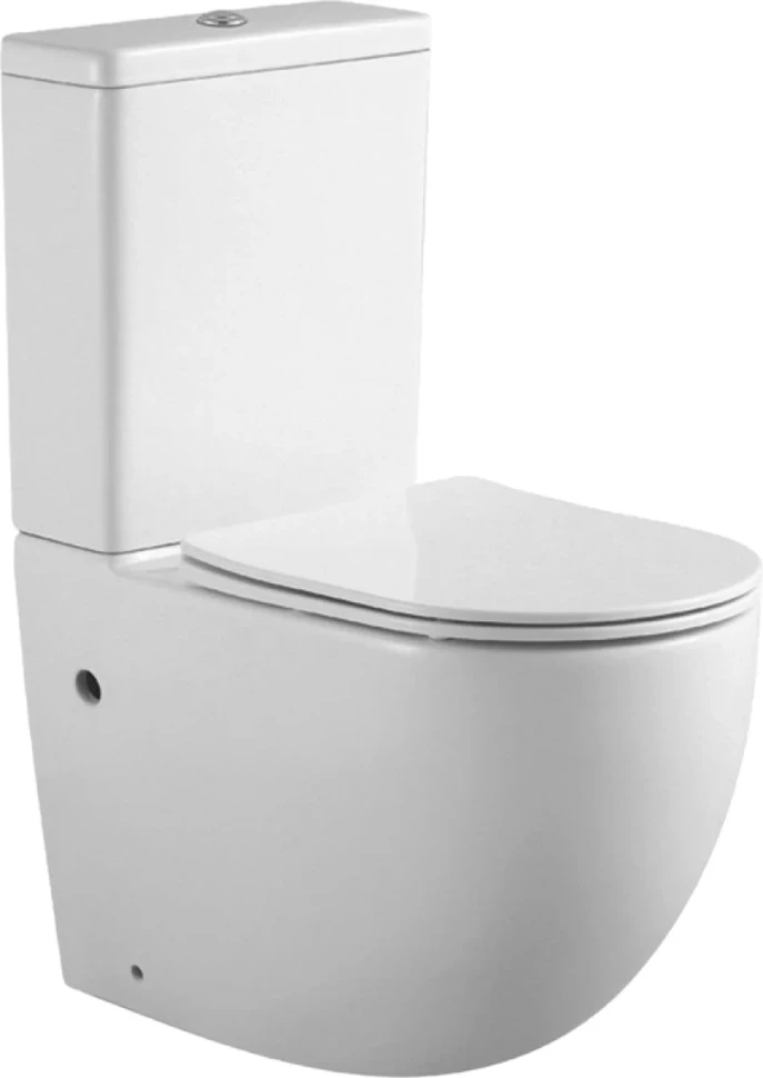 Унитаз-компакт напольный Bauedge Bau Dream Hurricane-2 безободковый, с микролифтом, белый
