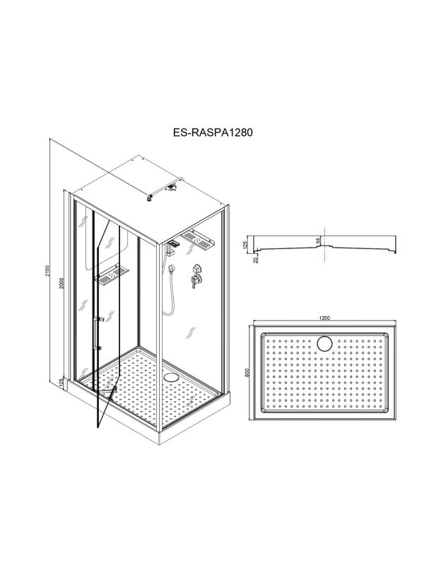 Душевая кабина Esbano Raspa 128 120х80х215
