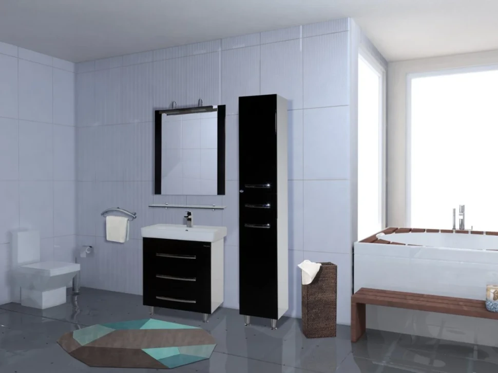 Зеркало Bellezza Рокко 80 черное, с полкой