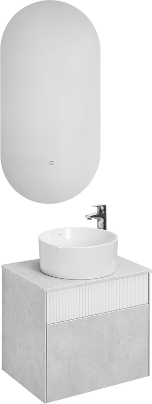 Мебель для ванной комнаты AQUATON Марбл 60 слэйт, белая матовая, раковина 32700C000