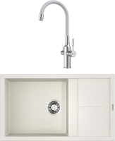Комплект Мойка Omoikiri Sumi 86 белая + Смеситель Lemark Expert LM5083S-White сталь, белый