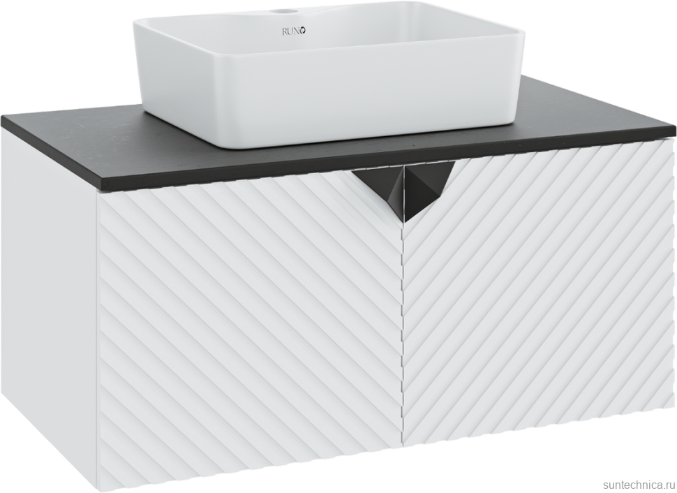 Тумба с раковиной Runo Андорра 85 белая матовая, черная, раковина Lavello 50