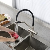 Смеситель для кухни Gappo G4398-85 с гибким изливом, сатин, черный