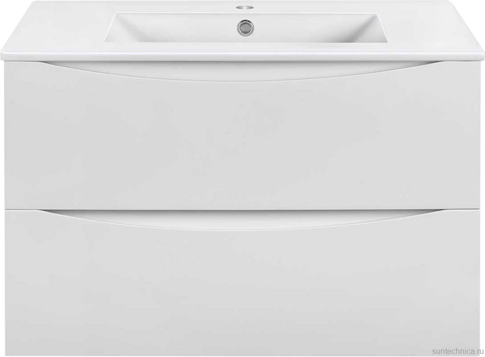 Тумба под раковину Vincea Mia Slim 80, подвесная, 2 ящика, белая глянцевая
