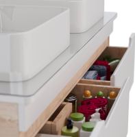 Тумба с раковиной Lemark Olivia 125 дуб кантри, белая глянцевая, раковина MyJoys