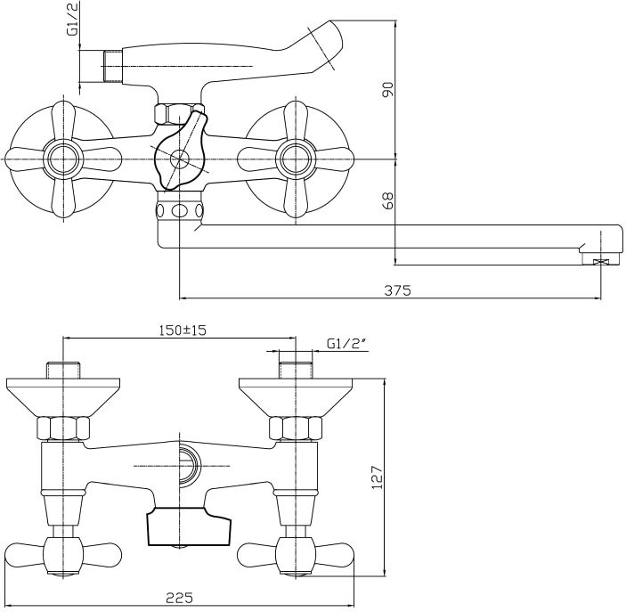 Смеситель с длинным изливом для ванны Haiba HB25 HB2225