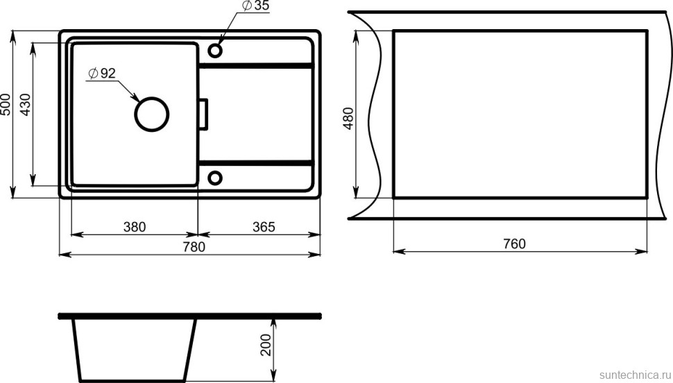 Мойка кухонная Granula 7804, черный