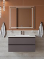 Мебель для ванной комнаты BelBagno Kraft 80 подвесная, матовая темно-серая, раковина bb800etl