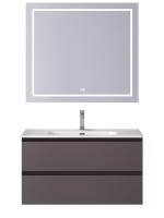 Мебель для ванной комнаты BelBagno Kraft 80 подвесная, матовая темно-серая, раковина bb800etl