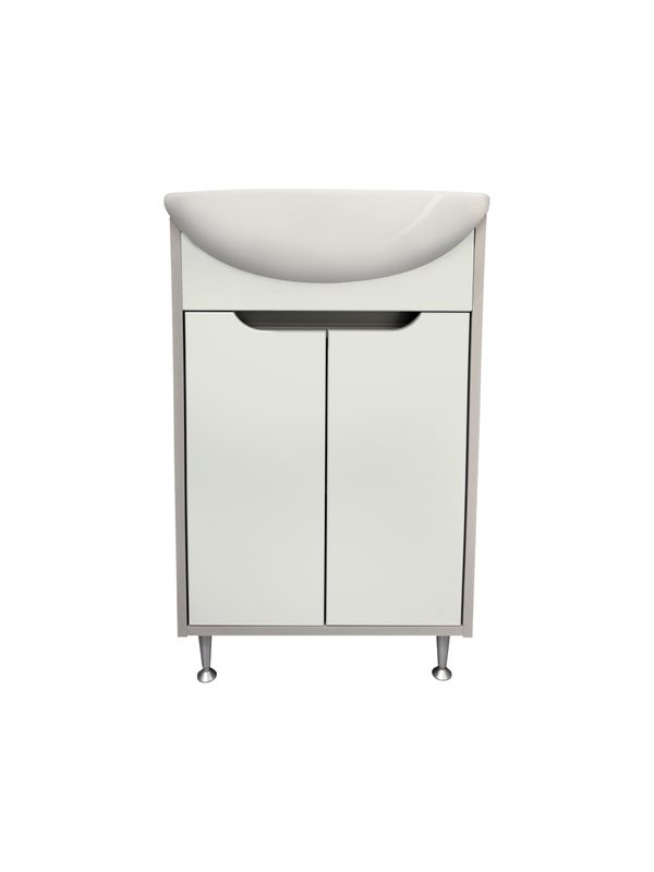 Тумба с раковиной Runo Эконова 60 напольная, серо-оливковая