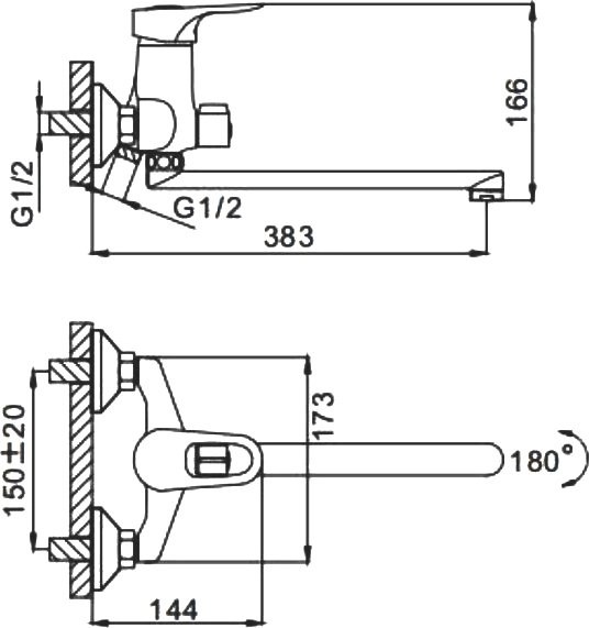 Смеситель с длинным изливом для ванны Frap H28 F2228
