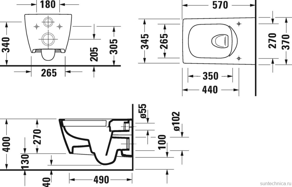 Комплект Унитаз подвесной Duravit Viu 2511090000 безободковый + Крышка 0021190000 с микролифтом + Звукоизоляция TECE Profil TECEprofil 9 200 010 + Инсталляция TECEprofil Uni 2.0 9300302 + Кнопка Square II 9240830 нержавеющая сталь + Крепления TECEprofil 9