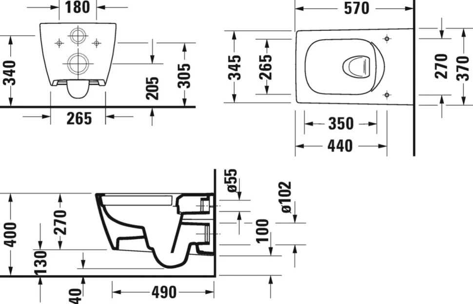 Комплект Унитаз подвесной Duravit Viu 2511090000 безободковый + Крышка 0021190000 с микролифтом + Звукоизоляция TECE Profil TECEprofil 9 200 010 + Инсталляция TECEprofil Uni 2.0 9300302 + Кнопка Square II 9240830 нержавеющая сталь + Крепления TECEprofil 9