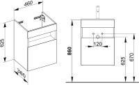 Тумба с раковиной Keuco Stageline 32822 46 см, R, инокс матовый