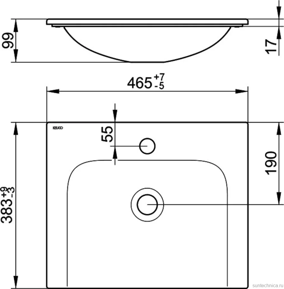 Тумба с раковиной Keuco Stageline 32822 46 см, R, инокс матовый