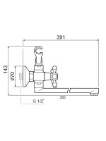 Смеситель с длинным изливом для ванны РМС SL71 SL71-143P Смеситель с длинным изливом для ванны РМС SL71 SL71-143P