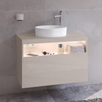 Тумба с раковиной Keuco Stageline 32865 80 см, с подсветкой, розеткой и точкой зарядки USB и USB-C, кашемир