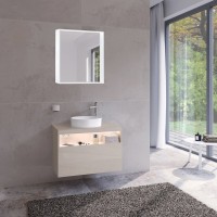 Тумба с раковиной Keuco Stageline 32865 80 см, с подсветкой, розеткой и точкой зарядки USB и USB-C, кашемир