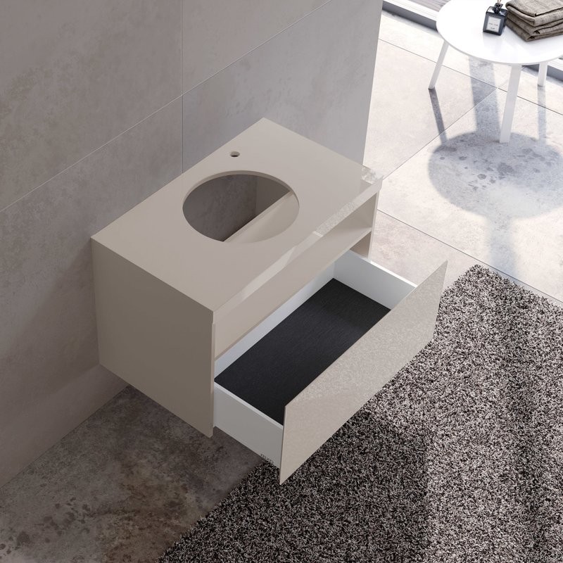 Тумба с раковиной Keuco Stageline 32865 80 см, с подсветкой, розеткой и точкой зарядки USB и USB-C, кашемир