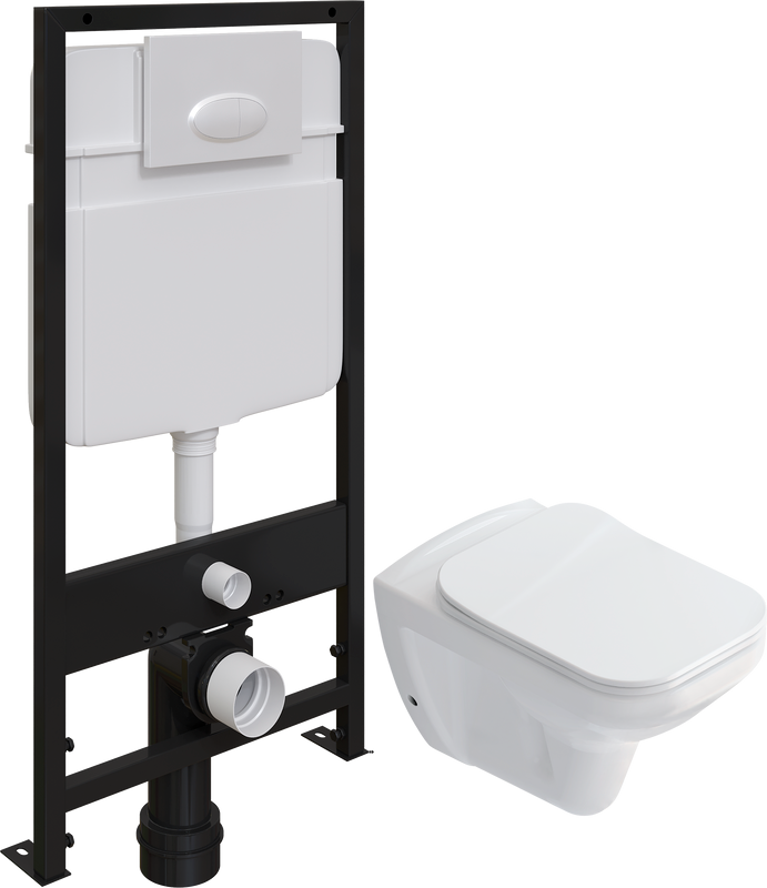 Комплект Унитаз подвесной STWORKI Дублин SETK3504-0605-001-1-6000 с микролифтом + Инсталляция EWRIKA ProLT 0026-2020 + Кнопка 0052 белая