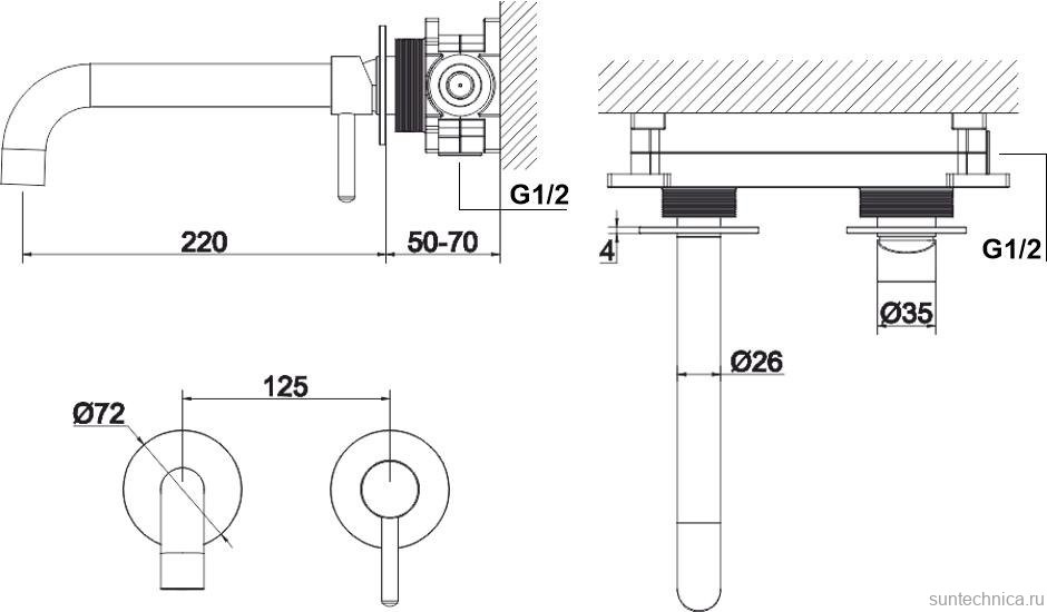 Смеситель для раковины WHITECROSS Y Y1215CR С ВНУТРЕННЕЙ ЧАСТЬЮ, хром
