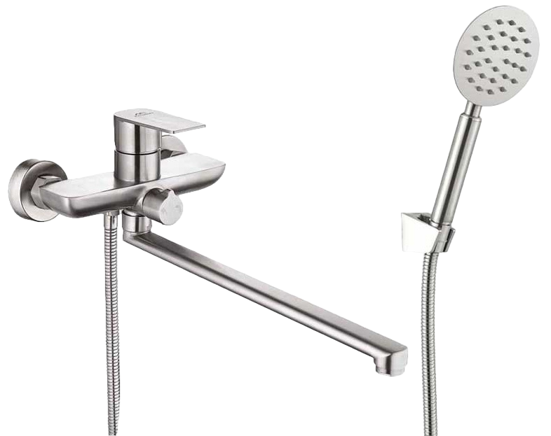 Смеситель с длинным изливом для ванны Fashun A52219 сатин