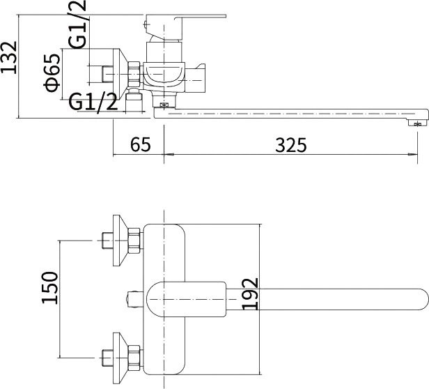 Смеситель с длинным изливом для ванны Fashun A52219 сатин