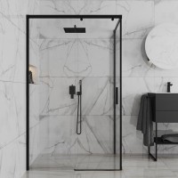 84YO12080 Душевое ограждение 120х80 см Paini Dax, прямоугольное, раздвижное, универсальное, черный
