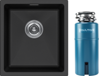 Комплект Мойка Paulmark Lumi LU41-BL черная + Измельчитель Intenso