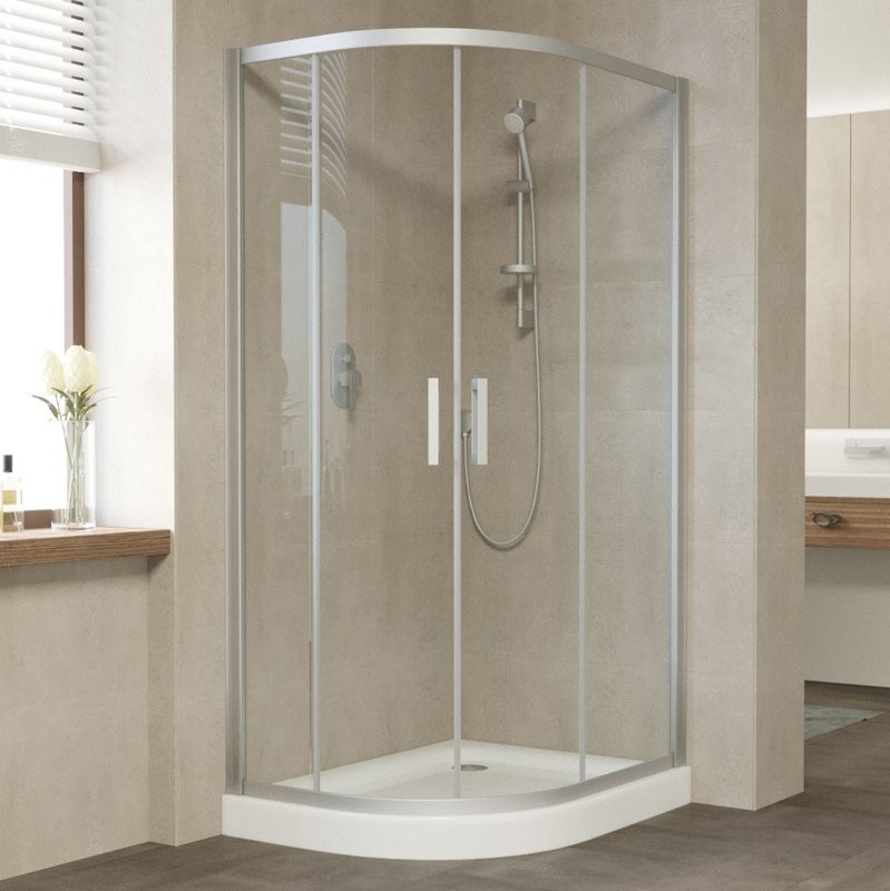 Душевой уголок Vegas Glass ZS-F 100*80 07 01 профиль матовый хром, стекло прозрачное