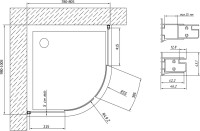 Душевой уголок Vegas Glass ZS-F 100*80 07 01 профиль матовый хром, стекло прозрачное