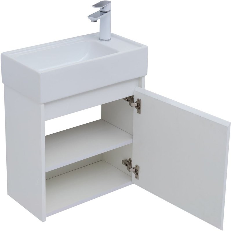 Тумба с раковиной Aquanet Nova Lite 50 белый глянец