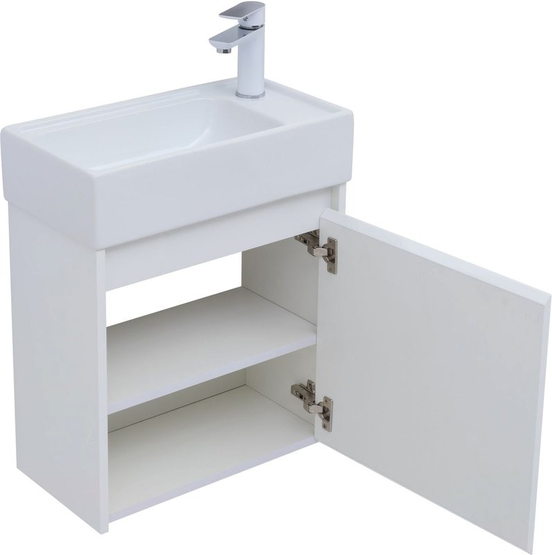 Тумба с раковиной Aquanet Nova Lite 50 белый глянец
