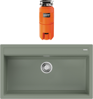 Комплект Мойка Omoikiri Kitagawa 86-LB-WG wind green + Измельчитель Nagare slim 900