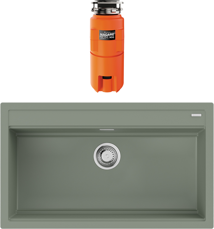 Комплект Мойка Omoikiri Kitagawa 86-LB-WG wind green + Измельчитель Nagare slim 900