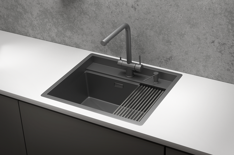Мойка кухонная Granula Kitchen Space 6051, графит матовый