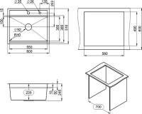 Мойка кухонная Granula Kitchen Space 6051, графит матовый