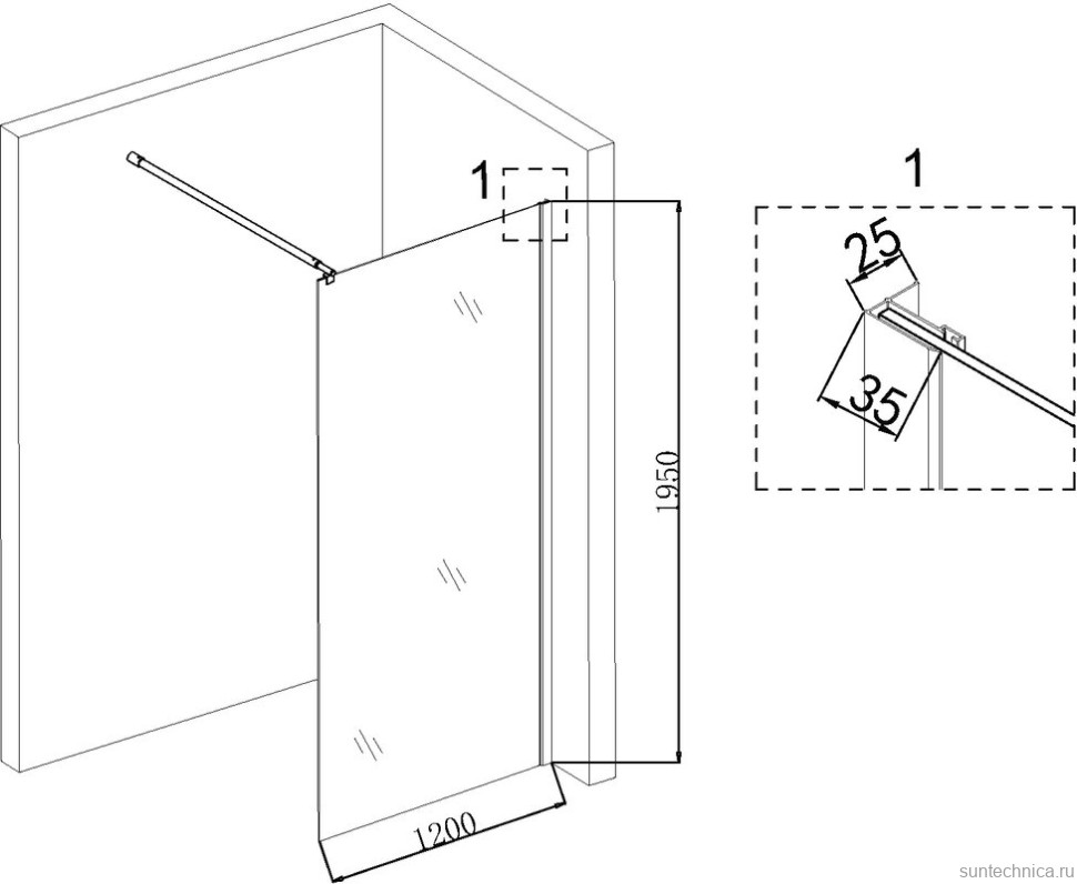 Душевая перегородка Niagara Nova NG-643-12 GOLD 120x195 профиль золото, стекло прозрачное