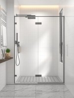 Душевая дверь в нишу Veconi Premium Alassio GR 130x200, профиль брашированный графит, стекло прозрачное