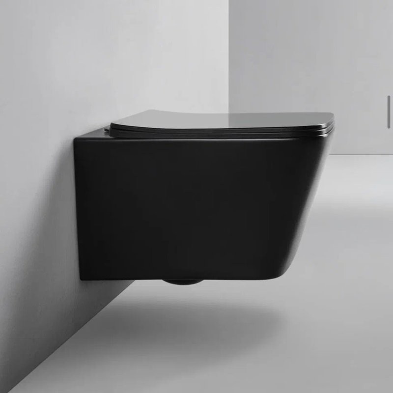 Комплект Унитаз подвесной BOND Cube F04-108 безободковый, с микролифтом, черный + Инсталляция TECE Now 9400414 4 в 1 с кнопкой смыва