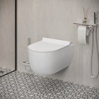 Комплект Унитаз подвесной Damixa Scandinavian Pure DX36C1701SC с микролифтом, безободковый + Инсталляция TECE Base 9400413 4 в 1 с кнопкой смыва