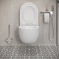 Комплект Унитаз подвесной Damixa Scandinavian Pure DX36C1701SC с микролифтом, безободковый + Инсталляция TECE Base 9400413 4 в 1 с кнопкой смыва