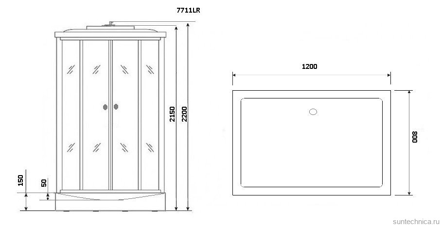 Душевая кабина Niagara Luxe 7711WR хром, металлик, с сиденьем