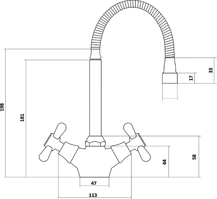 Смеситель для кухни Славен Прораб О СЛ-ДВ-О25 с гибким изливом