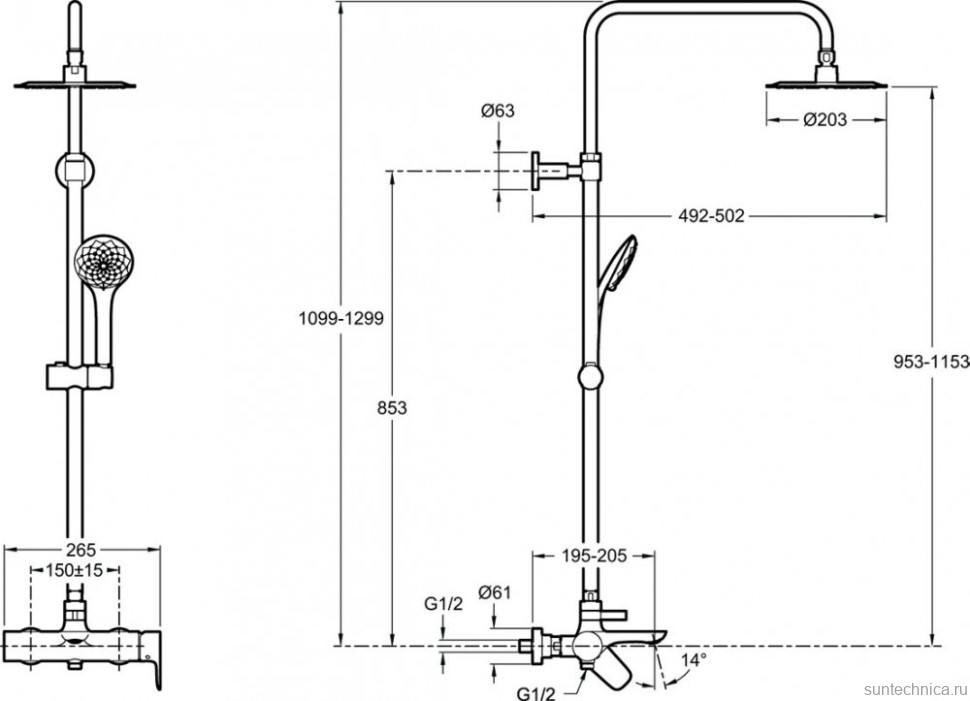 Душевая стойка Jacob Delafon Aleo E97825RU-4-CP